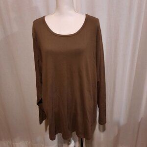 St. John's Bay Women's 5X Brown Long Sleeve Soft Cotton Shirt